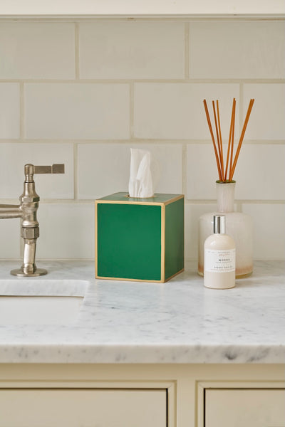 Mattie Square Tissue Box Cover - Emerald Green