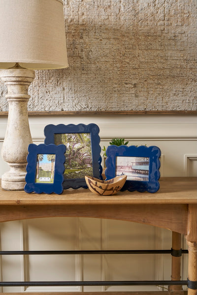 Gracie Scalloped Photo Frame - Indigo Blue