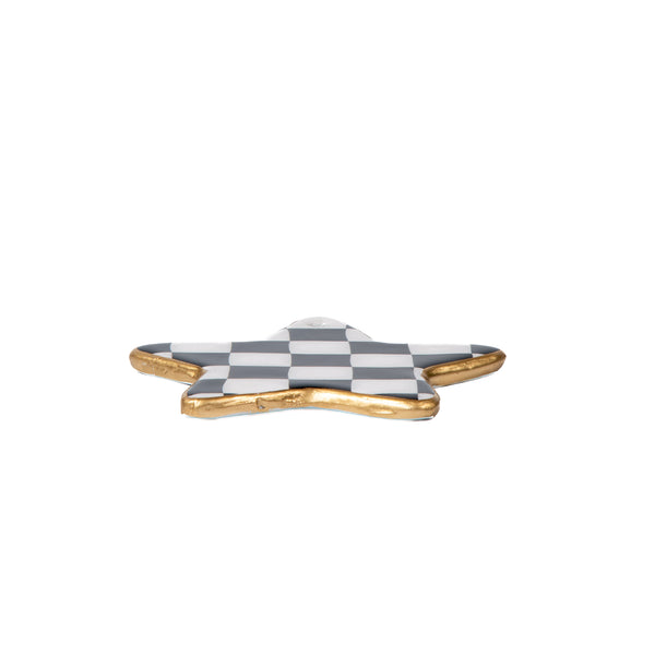 Checked Star Ornament - Black
