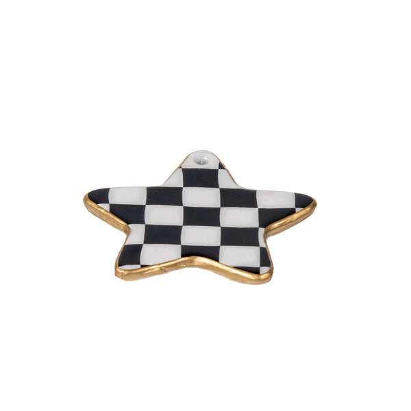 Checked Star Ornament - Black