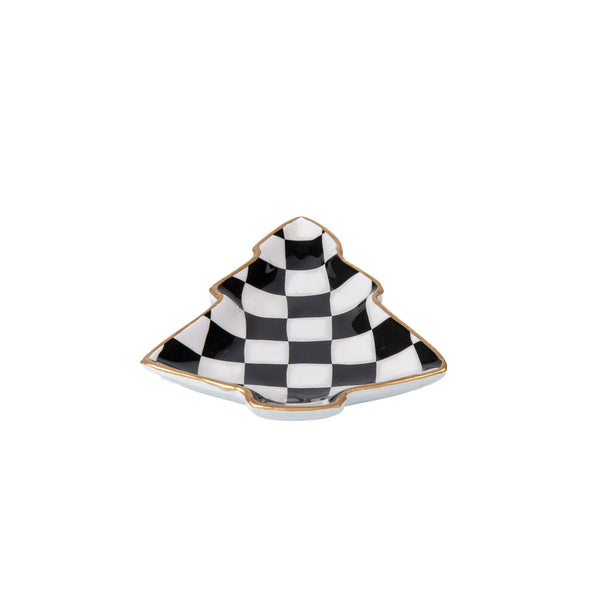 Checked Christmas Tray - Black