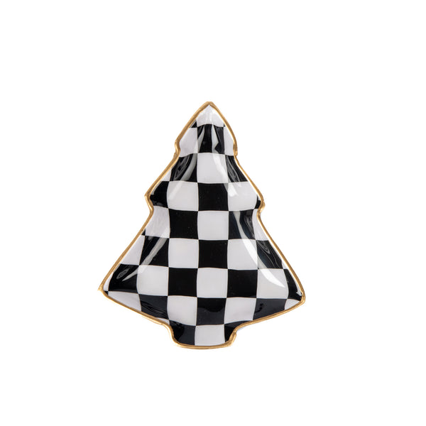 Checked Christmas Tray - Black