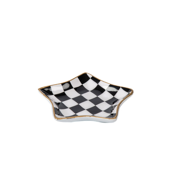 Checked Star Tray - Black