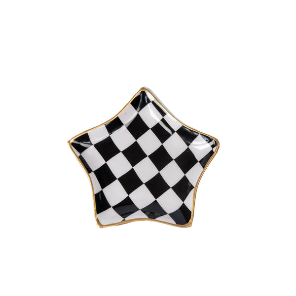 Checked Star Tray - Black