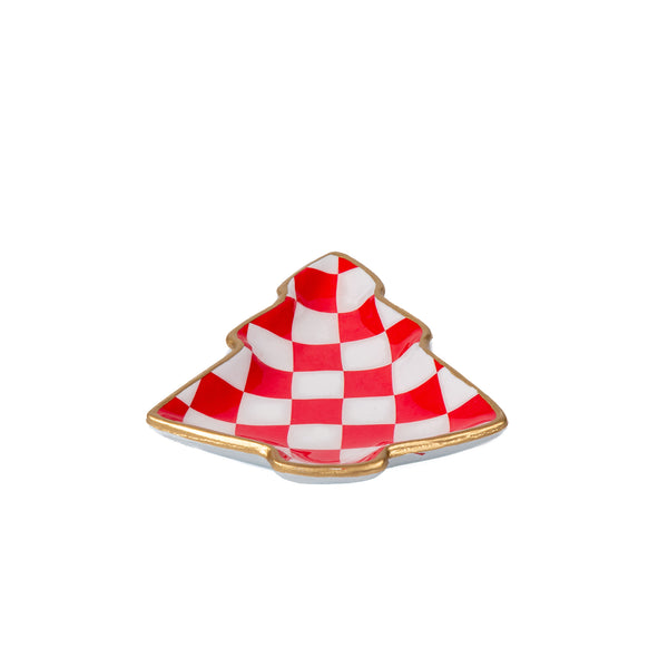 Checked Christmas Tray - Red