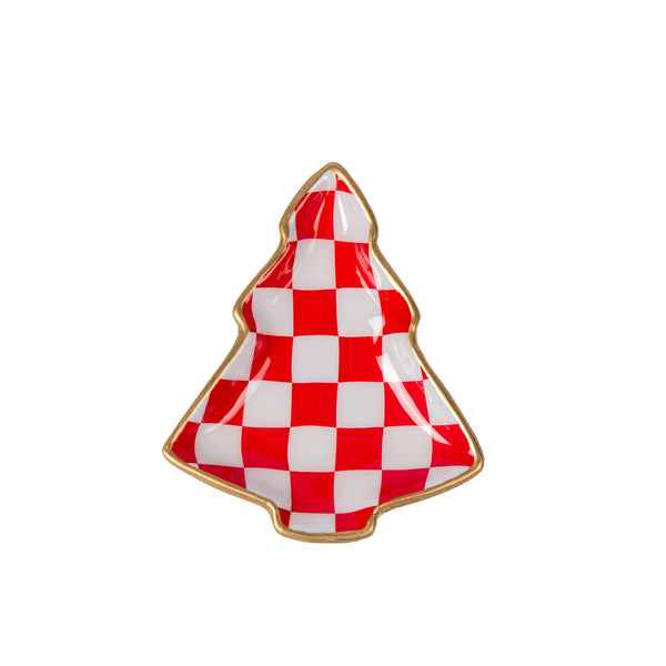 Checked Christmas Tray - Red