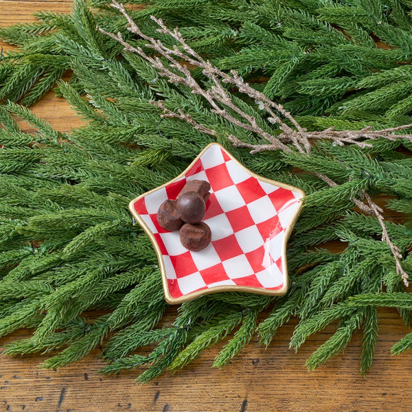 Checked Star Tray - Red