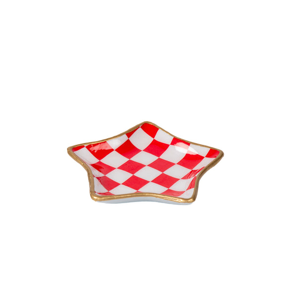 Checked Star Tray - Red