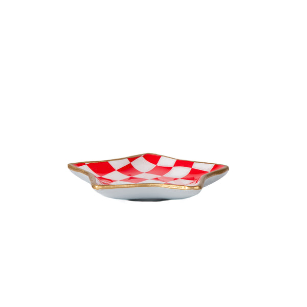 Checked Star Tray - Red