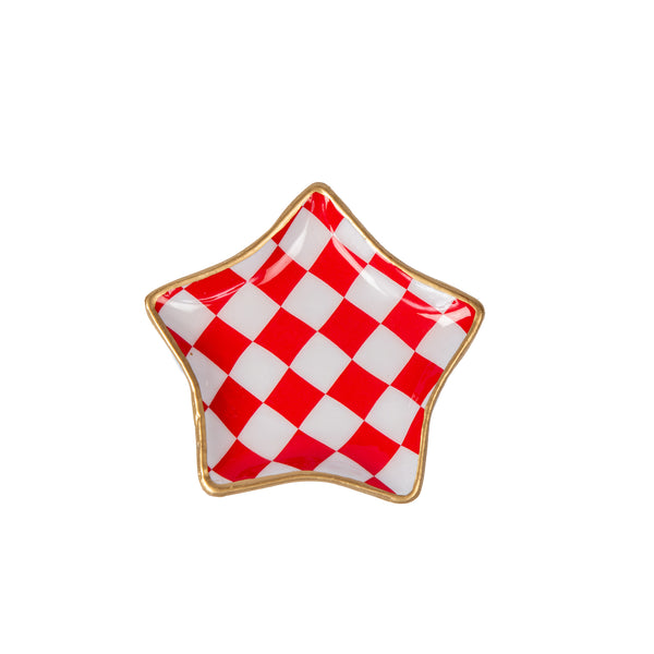 Checked Star Tray - Red