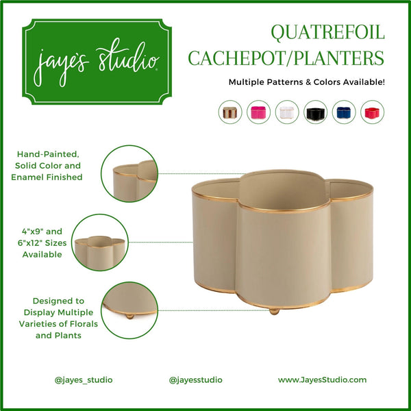 Mattie Quatrefoil Cachepot Planter Taupe