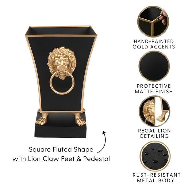 Paws & Claws Fluted Square Cachepot Planter Black