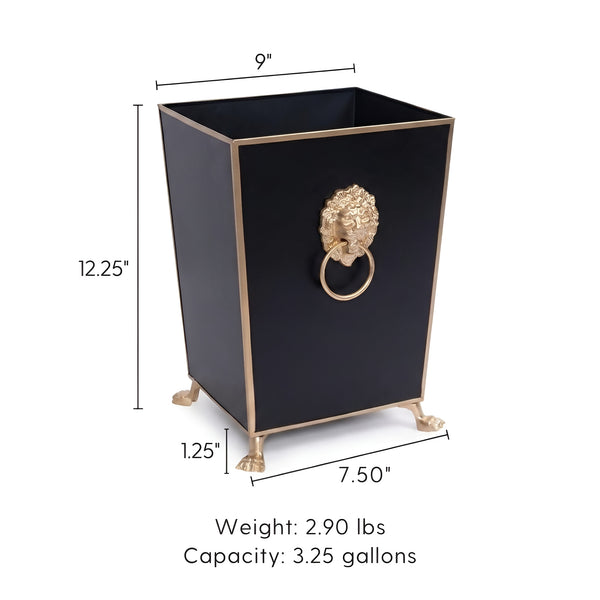 Paws & Claws Square Wastebasket Black