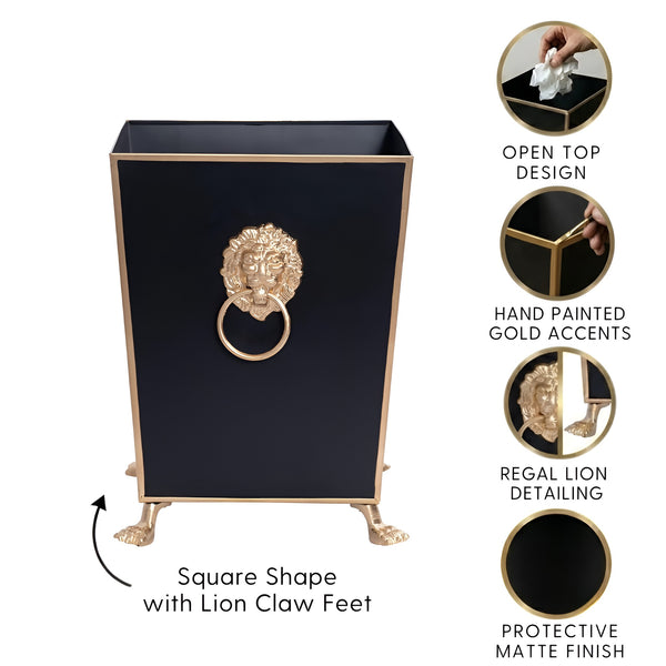 Paws & Claws Square Wastebasket Black