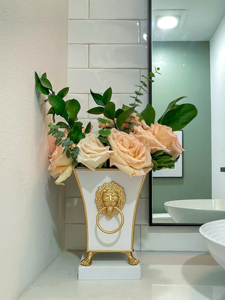 Paws & Claws Fluted Square Cachepot Planter White