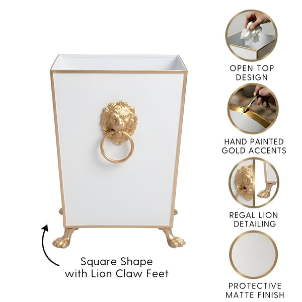 Paws & Claws Square Wastebasket White