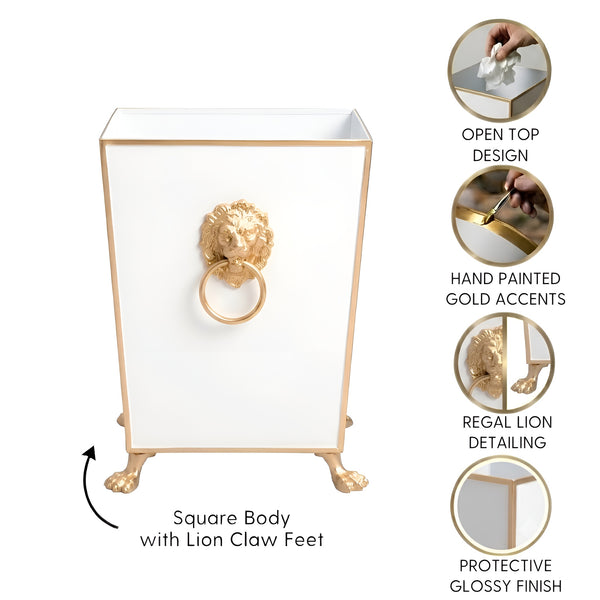 Paws & Claws Square Wastebasket White