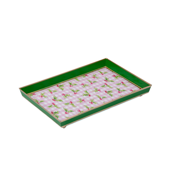 Holly Berry Enameled Oliver Tray 8x12