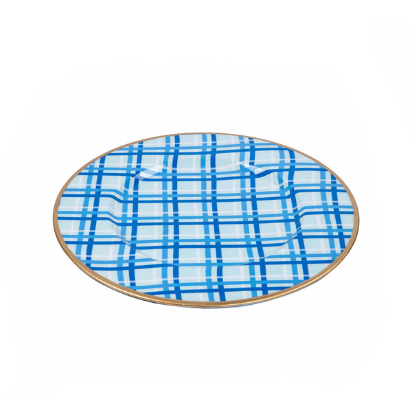 Preppy Plaid Enameled Charger (4pk) - Light Blue