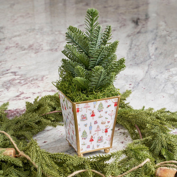 Watercolor Nutcracker Enameled Square Cachepot Planter