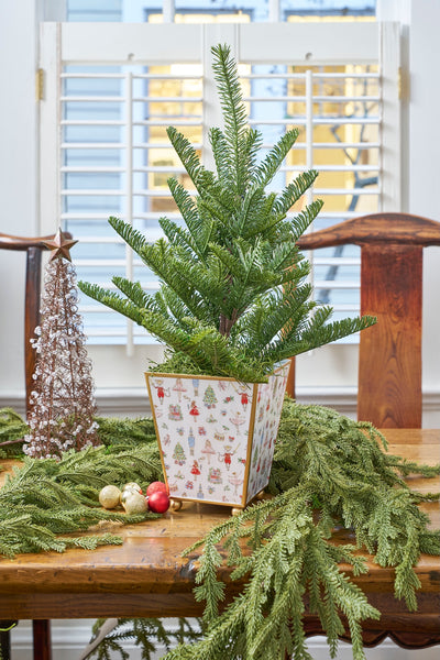 Watercolor Nutcracker Enameled Square Cachepot Planter