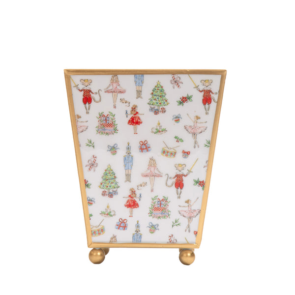 Watercolor Nutcracker Enameled Square Cachepot Planter