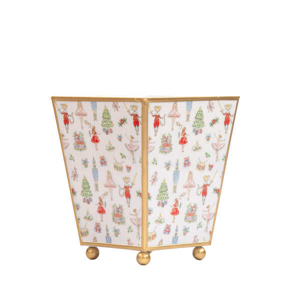 Watercolor Nutcracker Enameled Square Cachepot Planter