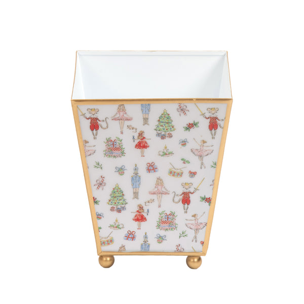 Watercolor Nutcracker Enameled Square Cachepot Planter