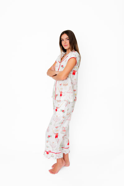 Watercolor Nutcracker Luxe Sateen Capri Pajama Set