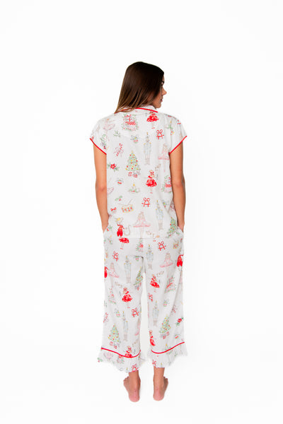 Watercolor Nutcracker Luxe Sateen Capri Pajama Set