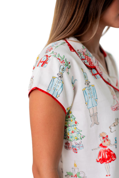 Watercolor Nutcracker Luxe Sateen Capri Pajama Set