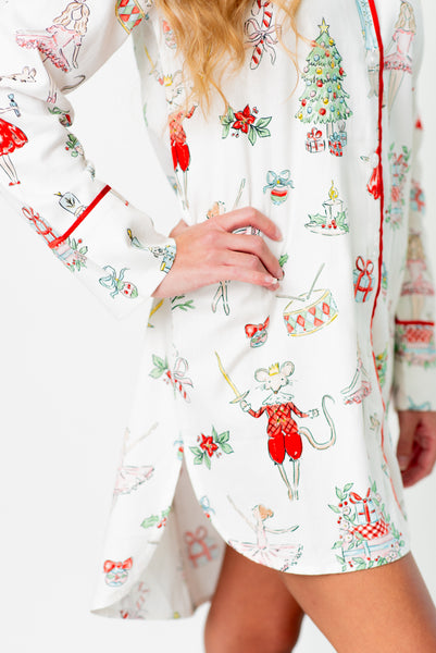 Watercolor Nutcracker Luxe Sateen Sleep Shirt