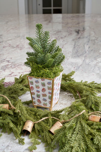 Christmas Gifts Enameled Square Cachepot Planter