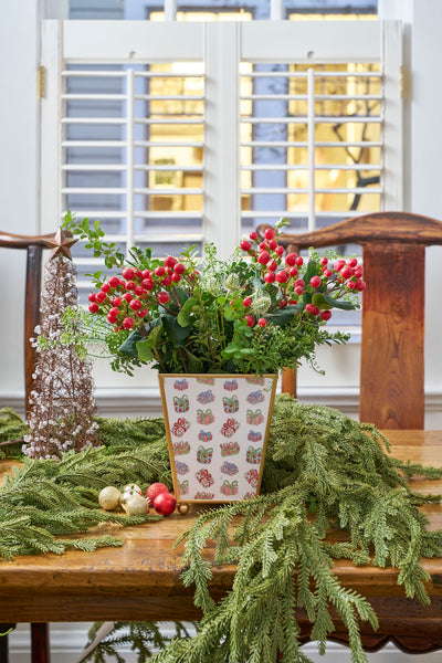 Christmas Gifts Enameled Square Cachepot Planter