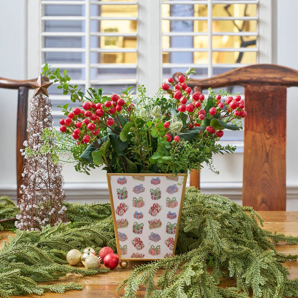 Christmas Gifts Enameled Square Cachepot Planter