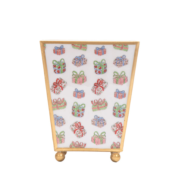 Christmas Gifts Enameled Square Cachepot Planter