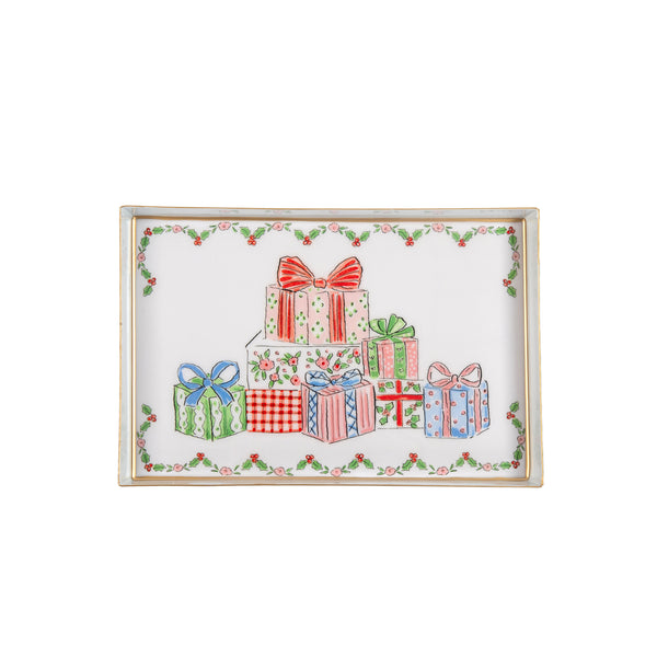 Christmas Gift Stack Enameled Oliver Tray 8x12
