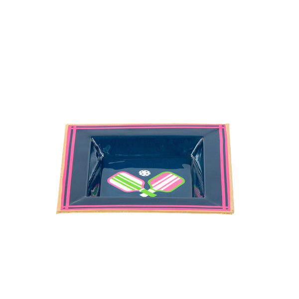 Pickleballs Enameled Tori Trinket Tray - Navy & Pink