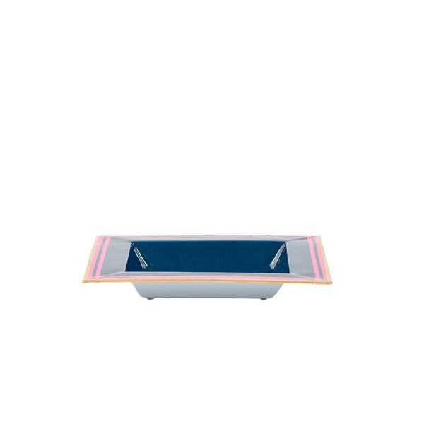 Pickleballs Enameled Tori Trinket Tray - Navy & Pink