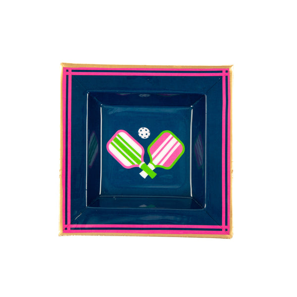 Pickleballs Enameled Tori Trinket Tray - Navy & Pink
