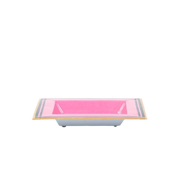 Pickleballs Enameled Tori Trinket Tray - Pink & Navy