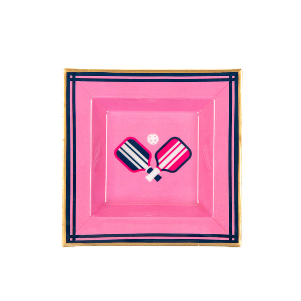 Pickleballs Enameled Tori Trinket Tray - Pink & Navy