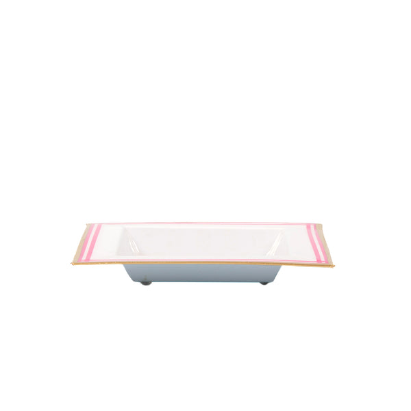Pickleballs Enameled Tori Trinket Tray - White & Pink