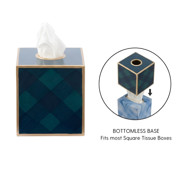 Sussex Plaid Enameled Tissue Box Cover