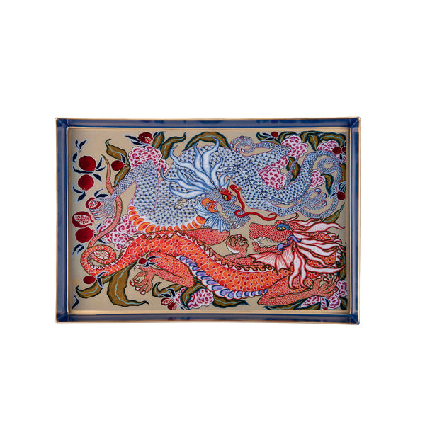 Dragon Enameled Oliver Tray 8x12