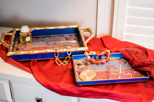 Dragon Enameled Chang Mai Tray 10x14