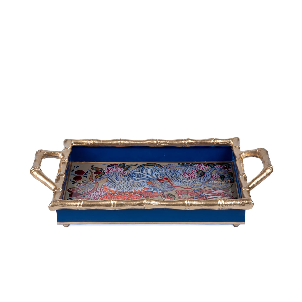 Dragon Enameled Chang Mai Tray 10x14