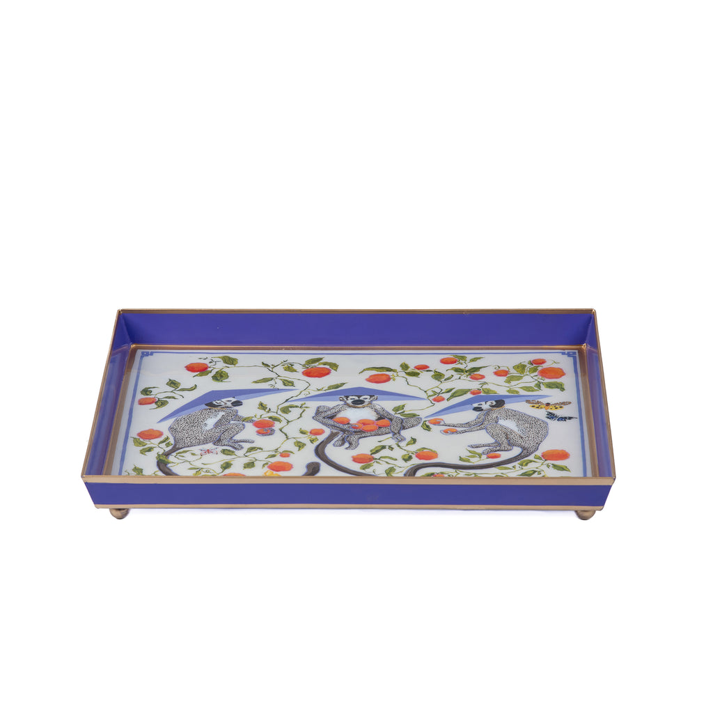 Monkey Trio Enameled Oliver Tray 8x12