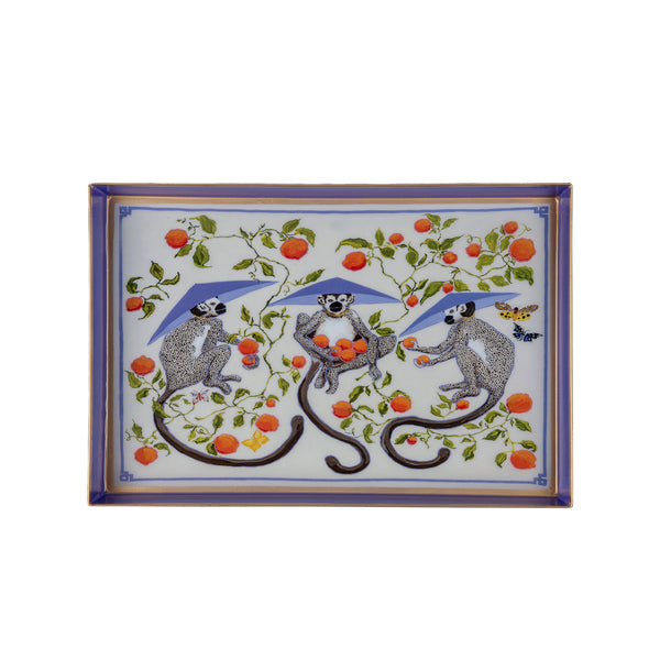 Monkey Trio Enameled Oliver Tray 8x12