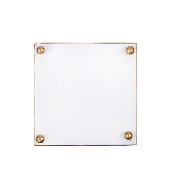 Checkered Ikat Enameled Square Wastebasket - Light Blue